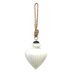 Clayre & Eef Christmas Bauble Ø 10 cm White Glass