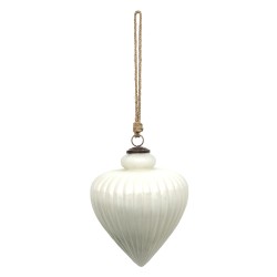 Clayre & Eef Christmas Bauble XL Ø 17 cm White Glass