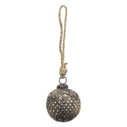 Clayre & Eef Christmas Bauble Ø 7 cm Brown Glass