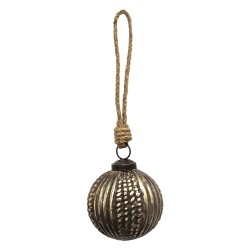 Clayre & Eef Christmas Bauble Ø 7 cm Brown Glass