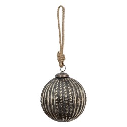 Clayre & Eef Christmas Bauble Ø 9 cm Brown Glass