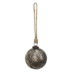 Clayre & Eef Boule de Noël Ø 9 cm Marron Verre