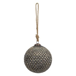 Clayre & Eef Christmas Bauble Ø 14 cm Brown Glass