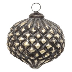 Clayre & Eef Boule de Noël Ø 9 cm Marron Verre