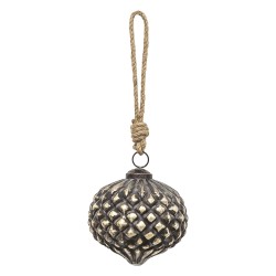 Clayre & Eef Christmas Bauble Ø 9 cm Brown Glass