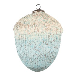 Clayre & Eef Kerstbal XL Eikel Ø 12 cm Turquoise Beige Glas Metaal