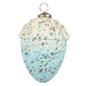 Clayre & Eef Kerstbal Eikel Ø 9 cm Turquoise Beige Glas Metaal