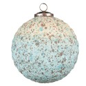 Clayre & Eef Christmas Bauble Ø 15 cm Turquoise Beige Glass Metal