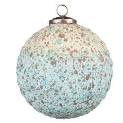 Clayre & Eef Kerstbal  Ø 15 cm Turquoise Beige Glas Metaal