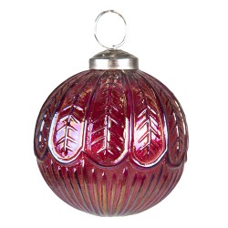 Clayre & Eef Boule de Noël Ø 7 cm Rouge Marron Verre Métal