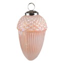 Clayre & Eef Christmas Bauble Acorn Ø 7 cm Pink Glass Metal