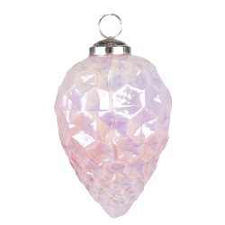 Clayre & Eef Christmas Bauble Ø 6 cm Pink Glass Metal