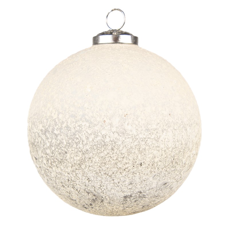 Clayre & Eef Christmas Bauble Ø 12 cm Beige Glass Metal