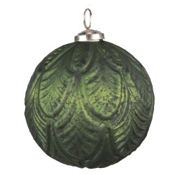 Clayre & Eef Christmas Bauble Ø 12 cm Green Glass Metal