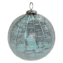 Clayre & Eef Kerstbal  Ø 12 cm Turquoise Glas Metaal