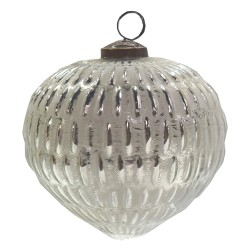 Clayre & Eef Christmas Bauble Ø 12 cm Silver colored Grey Glass