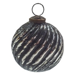 Clayre & Eef Boule de Noël Ø 7 cm Noir Couleur argent Verre