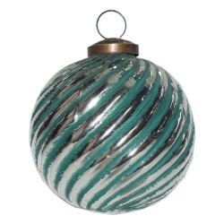 Clayre & Eef Boule de Noël Ø 10 cm Vert Couleur argent Verre Métal