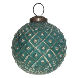 Clayre & Eef Boule de Noël Ø 7 cm Vert Couleur argent Verre