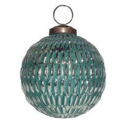 Clayre & Eef Boule de Noël Ø 7 cm Vert Couleur argent Verre