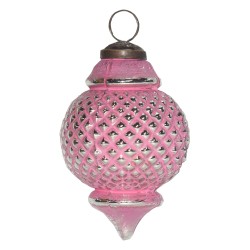 Clayre & Eef Kerstbal  Ø 8 cm Roze Glas