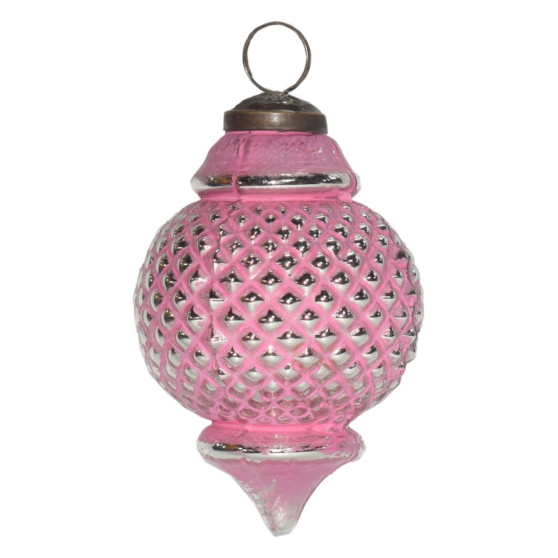 Clayre & Eef Boule de Noël Ø 8 cm Rose Verre