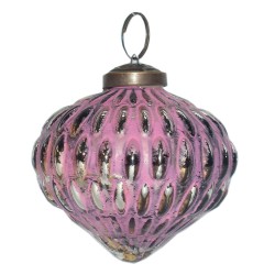 Clayre & Eef Kerstbal  Ø 7 cm Roze Glas