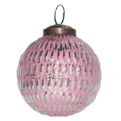 Clayre & Eef Kerstbal  Ø 7 cm Roze Glas