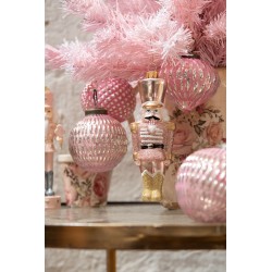 Clayre & Eef Kerstbal  Ø 7 cm Roze Glas