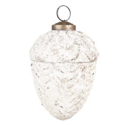 Clayre & Eef Boule de Noël Ø 8 cm Blanc Verre