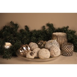 Clayre & Eef Boule de Noël Ø 8 cm Blanc Verre