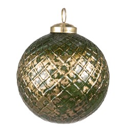 Clayre & Eef Weihnachtskugel Ø 10 cm Grün Goldfarbig Glas