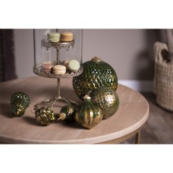 Clayre & Eef Weihnachtskugel Ø 10 cm Grün Goldfarbig Glas