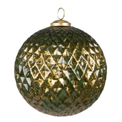 Clayre & Eef Weihnachtskugel XL Ø 15 cm Grün Goldfarbig Glas