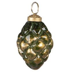 Clayre & Eef Christmas Bauble Ø 5 cm Green Gold colored Glass