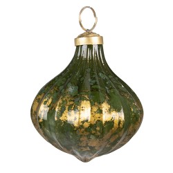 Clayre & Eef Weihnachtskugel Ø 10 cm Grün Goldfarbig Glas