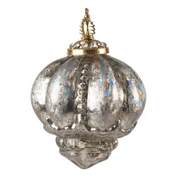 Clayre & Eef Christmas Bauble Ø 10 cm Silver colored Glass