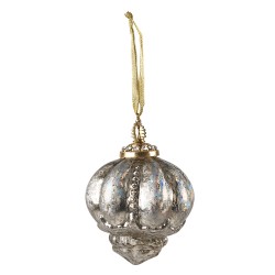 Clayre & Eef Christmas Bauble Ø 10 cm Silver colored Glass