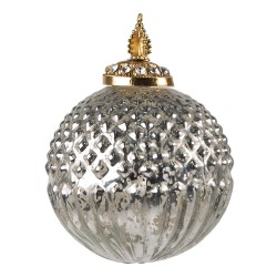 Clayre & Eef Christmas Bauble Ø 10 cm Silver colored Glass