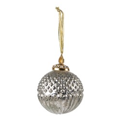 Clayre & Eef Christmas Bauble Ø 10 cm Silver colored Glass