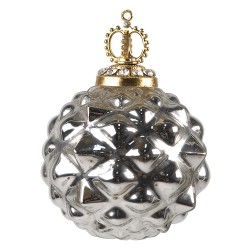 Clayre & Eef Christmas Bauble Ø 10 cm Silver colored Glass