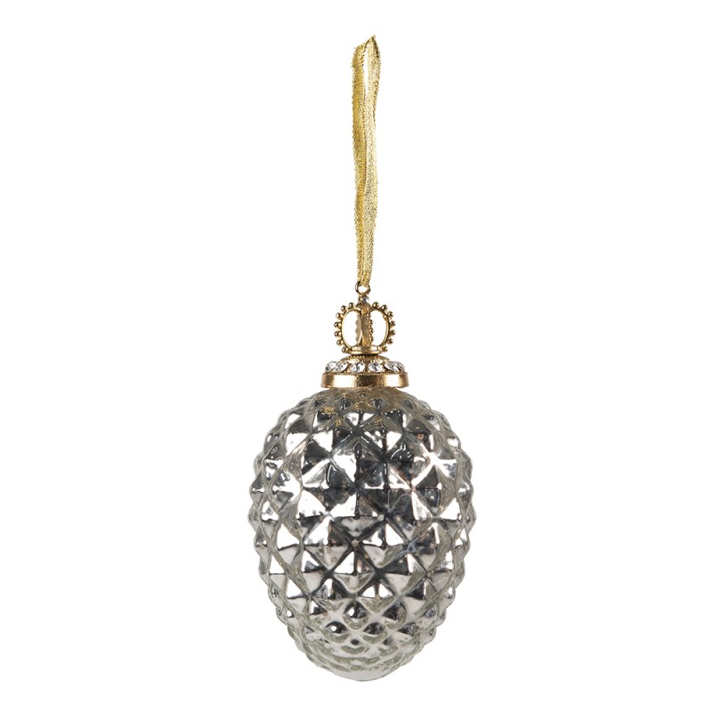 Clayre & Eef Christmas Bauble Ø 6 cm Silver colored Glass