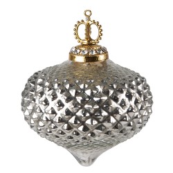 Clayre & Eef Christmas Bauble Ø 9 cm Silver colored Glass