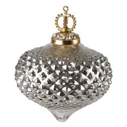 Clayre & Eef Christmas Bauble Ø 7 cm Silver colored Glass