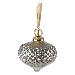 Clayre & Eef Christmas Bauble Ø 7 cm Silver colored Glass