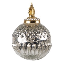 Clayre & Eef Christmas Bauble Ø 7 cm Silver colored Glass