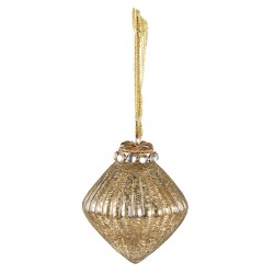 Clayre & Eef Christmas Bauble Ø 7 cm Gold colored Glass