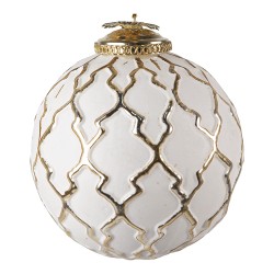 Clayre & Eef Christmas Bauble Ø 9 cm White Glass