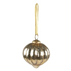 Clayre & Eef Weihnachtskugel Ø 8 cm Goldfarbig Glas