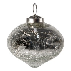 Clayre & Eef Christmas Bauble Ø 7 cm Silver colored Glass